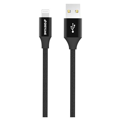 GreyLime USB-A-auf-MFi-Lightning-Flechtkabel für iPhone und iPad Black 2 m / 6.6 ft