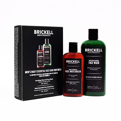 Brickell Men's Products täglich wesentliche gesichtspflege routine ii, purifying charcoal face wash und daily wesentliches gesicht moisturizer, natur- und bio, ohne duft