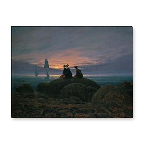 Wandkings Leinwandbilder von Caspar David Friedrich - Wähle ein Motiv & Größe:"Mondaufgang am Meer" - 80 x 60 cm