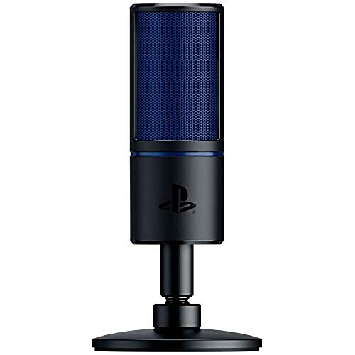 Razer Seirēn x for PS4: Gaming Kondensator-Streamer Mikrofon - Eingebaute Schockabsorbierung - Professionelles Streaming-Mikrofon in Profiqualität, Schwarz/Blau