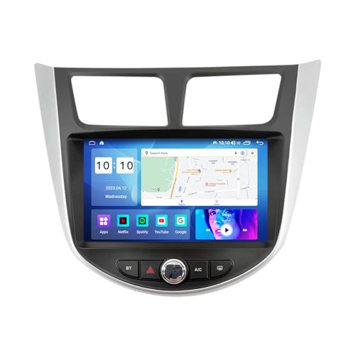 Android 12 Autoradio Mit Navi 2 Din 9 Zoll Touchscreen Autoradio Für Hyundai Verna 2010-2016 Mit Carplay Android Auto,mit RDS Bluetooth FM AM Lenkradsteuerung Rückfahrkamera ( Color : M200 3+32G )
