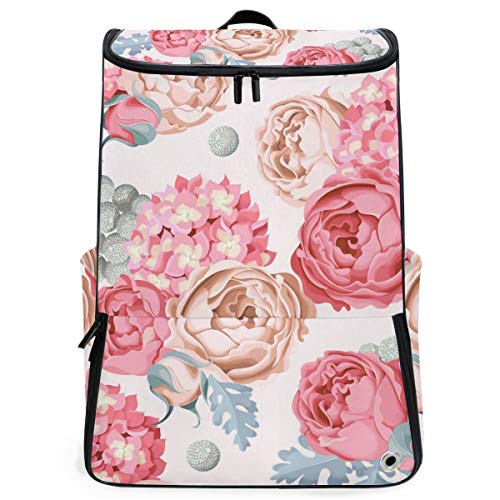 FANTAZIO Laptop-Rucksack mit Rosen in voller Blüte, langlebig, für Schule und Schule, für Outdoor, Camping, passend für bis zu Notebook