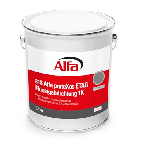 Alfa proteXos ETAG Flüssigabdichtung 1K gebrauchsfertige Abdichtung für Instandsetzungen und Neubauten (7 kg, 6)
