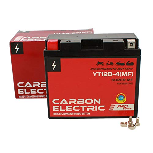 Carbon Electric YT12B-4 MF Gel Batterie 12 V 10 Ah Wartungsfrei Versiegelt Motorrad Roller Motorradbatterie Rollerbatterie
