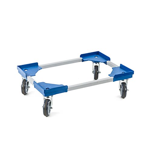 aidB Transportroller Variabel - 600x400 - Gummiräder 4 Lenkrollen Blau