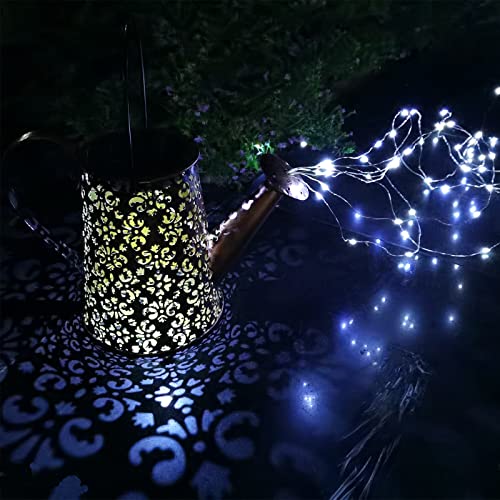 Solar Gartendeko Gießkanne Lichter - Wasserdicht LED Art Licht Duschlicht Lichterkette Gießkannenlicht für Hofweg Baum Rasen Mit Ständer Kaltes Weiß