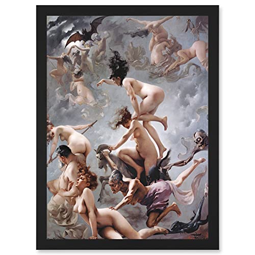 Falero Witches Going To Their Sabbath Painting Artwork Framed A3 Wall Art Print Bild Mauer