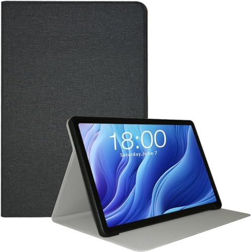 Hülle für Teclast T60 Gaming Tablet 12 Zoll, ultradünne Folio-Schutzhülle aus PU-Leder mit automatischem Sleep-Wake-Modus, weiche TPU-Rückseite mit klappbarem Ständer (Schwarz)