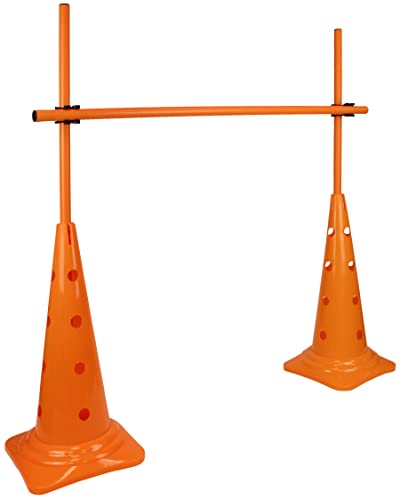 SPORTKEL24 Kombi-Kegel 50-Hürdenset – Stangen 100 cm – Training der Sprungkraft & Koordination – Pylonen-Hürde – Agility-Hürde für Fußball, Leichtathletik & Hundesport (Orange)