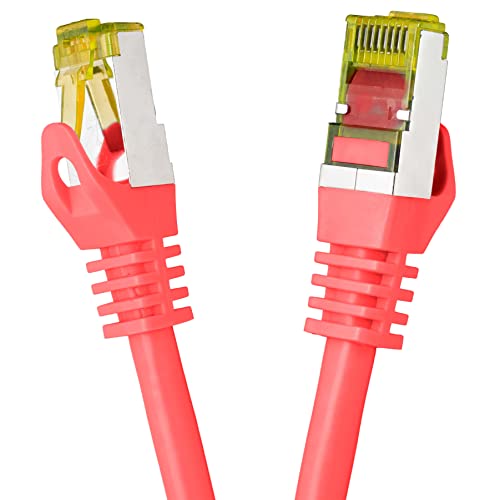 BIGtec 25m Netzwerkkabel Patchkabel CAT.7 Ethernet LAN DSL Patch Kabel Gigabit rot (2X RJ-45 Anschluß, doppelt geschirmt,SFTP) 25 Meter