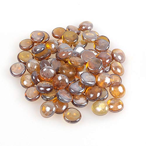 Glänzender, reflektierender Feuerglas-Kies, Feuersteine oder Perlen für Feuerstellen, Aquarien, Sukkulenten oder als Gartendekoration, 17-19 mm, 335 g. Light Amber