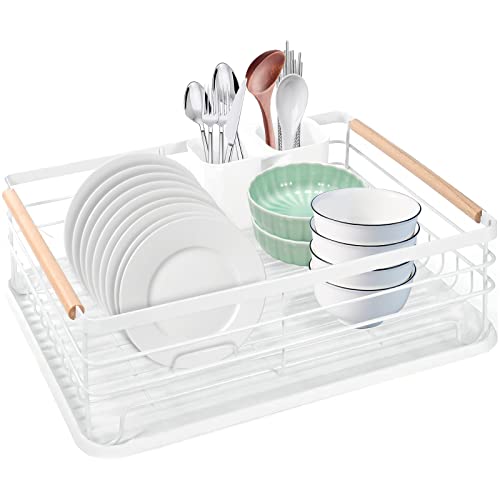 Nestling® Geschirrablaufgestell mit abnehmbarer Wasserplatte, Geschirrregal, Geschirrtrockner Rack für Küchenspüle (Weiß)