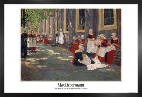 1art1 Max Liebermann Poster und MDF-Rahmen - Freistunde Im Amsterdamer Waisenhaus, 1881-1882 (91 x 61cm)