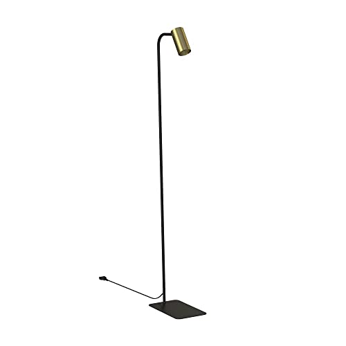 Licht-Erlebnisse Stehlampe Messing Schirm 124cm Modern flexibel GU10 COLENE Wohnzimmer Stehleuchte Leselampe