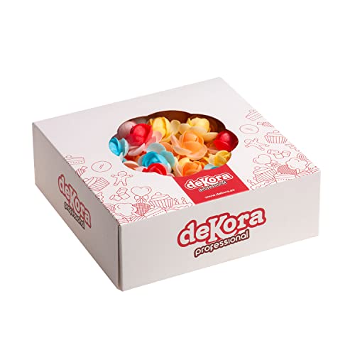 Dekora - 100 Mini Essbare Blumen für Torte aus Esspapier - Essbare Oblaten für Torten aus Esspapier - Tortendeko Essbar Sortierte Farben - 3 cm Durchmesser