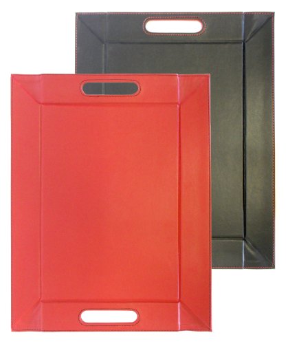 FREEFORM DUO - 2in1 wendbares Tablett & Tischset, schwarz/rot, Kunstleder, Maße: 55 x 41 cm