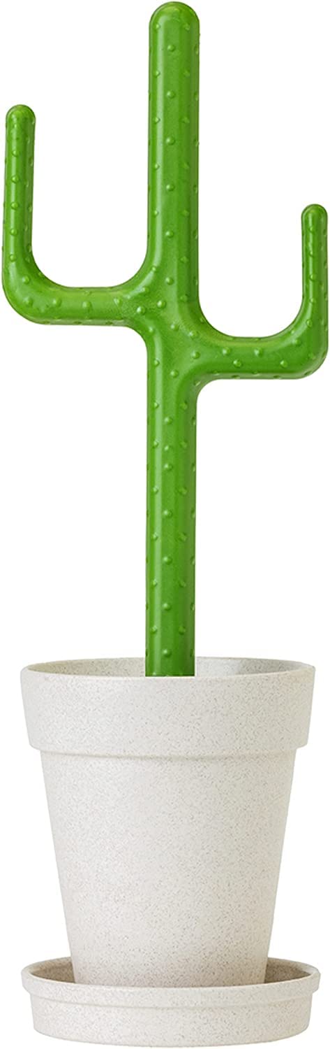 VIGAR – WC-Bürstengarnitur – extra Langer Griff – 12,5 x 11,5 x 39 cm – Kaktus-Kollektion – Topfboden mit Untertasse – Starke Borsten – grün
