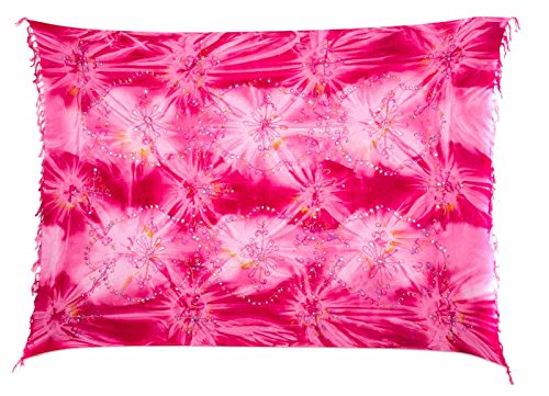 Ciffre Sarong Pareo Wickelrock Strandtuch Lunghi Dhoti Tuch Schal Pailletten Pink