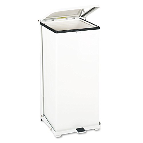 Rubbermaid Commercial Products 24 gal The Defenders Steel Step Trash Can with Plastic Liner - White