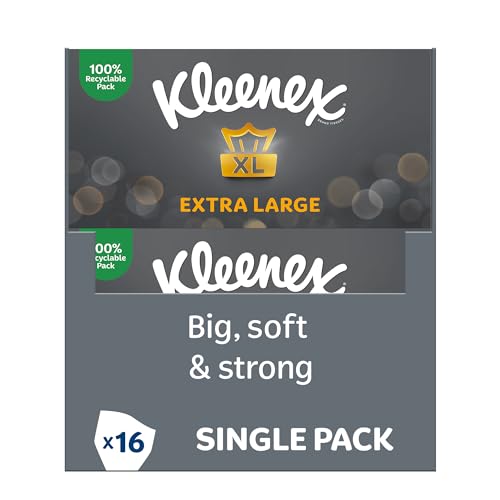 Kleenex Extra große Kosmetiktücher, 100% recycelbare Verpackung, 16 Standard-Tücherboxen (1440 Tücher)