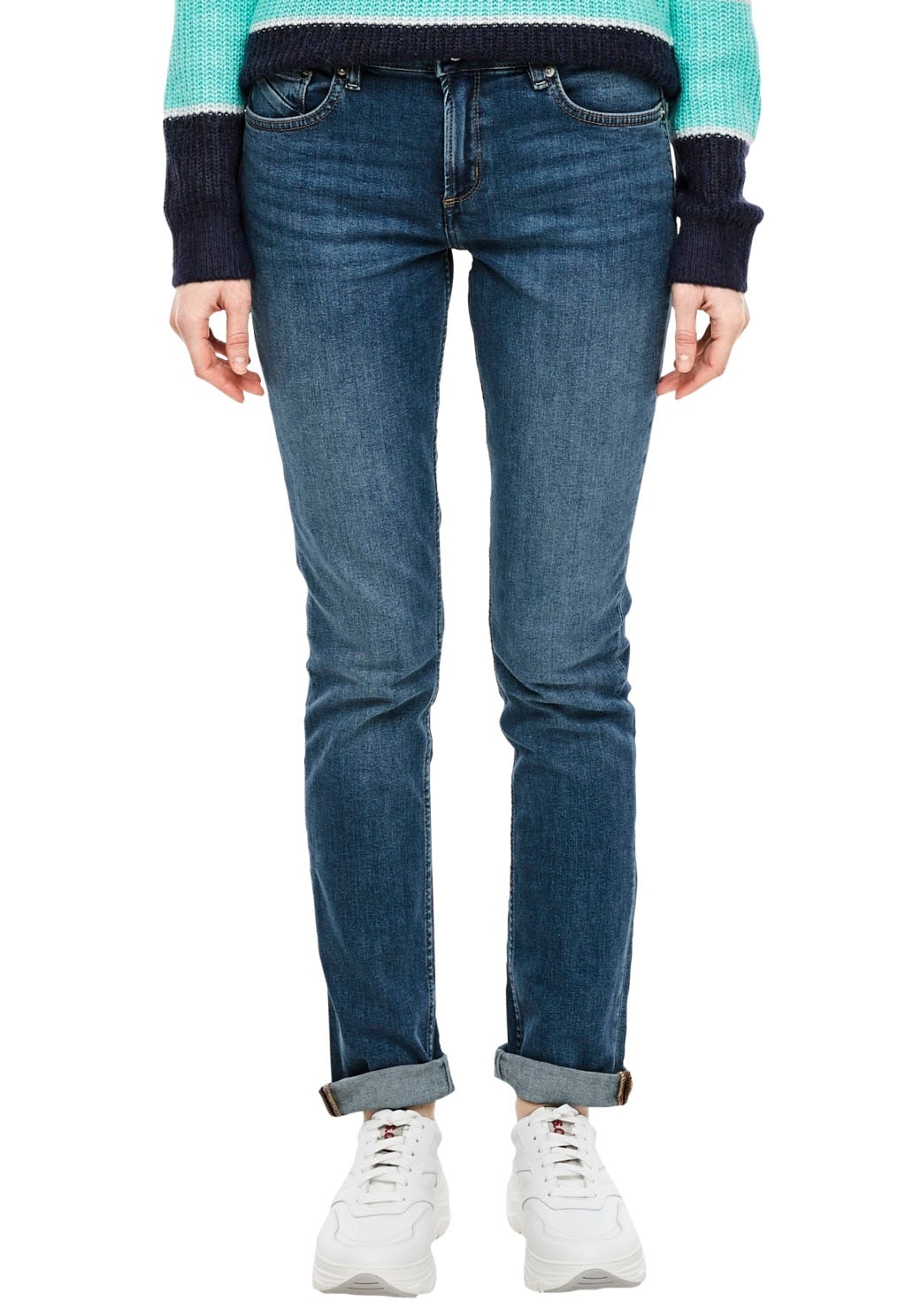Q/S designed by Damen 45.899.71.3241 Slim Jeans, Blau (Blue Denim Medium 56z4), No Aplica (Herstellergröße: 34/32)