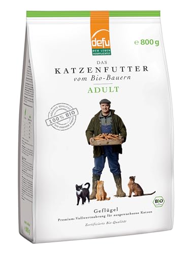 defu Katze | Adult Bio Geflügel Trockenfutter | Premium Bio Katzenfutter | Alleinfuttermittel für Katzen (4x800g)