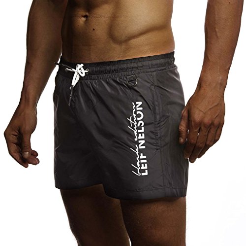 Leif Nelson Herren Sommer Badehosen Badeshorts Schwimmhose Schwimmshorts Beachshorts Strand Shorts Kurze Hosen Freizeithosen Jogginghose Cargo Hose Bermuda Chino LN9215; X-Large; Schwarz