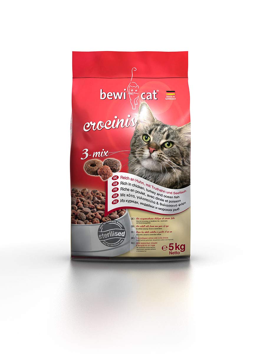 bewi cat Crocinis [5 kg] Katzenfutter | Für ausgewachsene Katzen ab dem 1. Jahr | 3-Mix Geschmack | für kastrierte Katzen geeignet