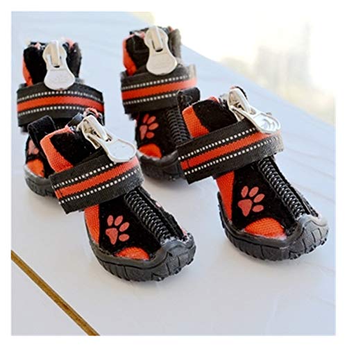 Hundeschuhe,Dog Boots wasserdichte kleine große Hunde-Golden-Retriever-Stiefel, Winter-warme große Haustier-Schuhe, rutschfest, verschleißfest (Color : Red 4pcs Set, Size : 6)