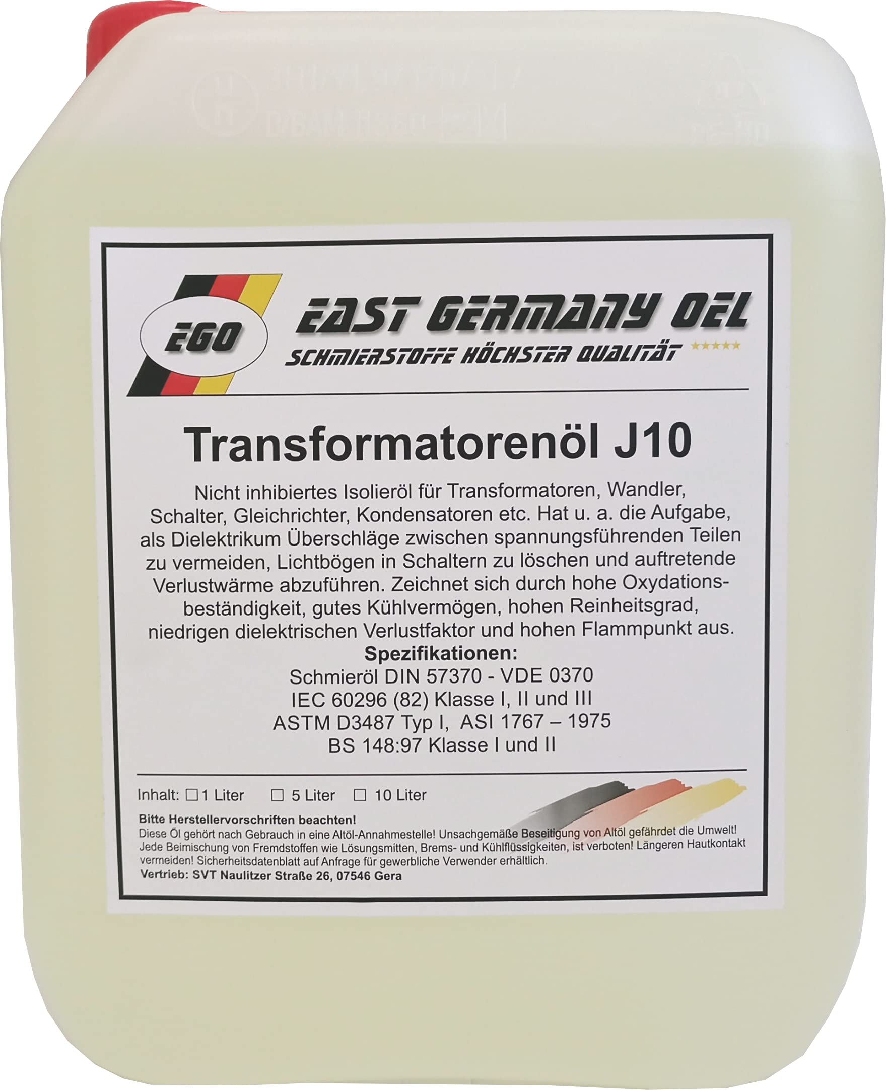 East Germany OIL Transformatorenöl, Kanister 5 Liter