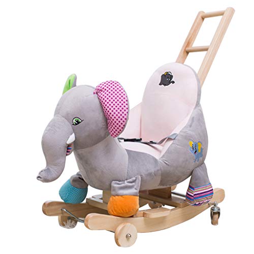LQ Musical Kleine Hölzerne Pferd Schaukelstuhl Baby Spielzeug kinder Dual-use-Schaukel Wiegen können gedrückt werden 60 * 28 * 82 cm (Color : A)
