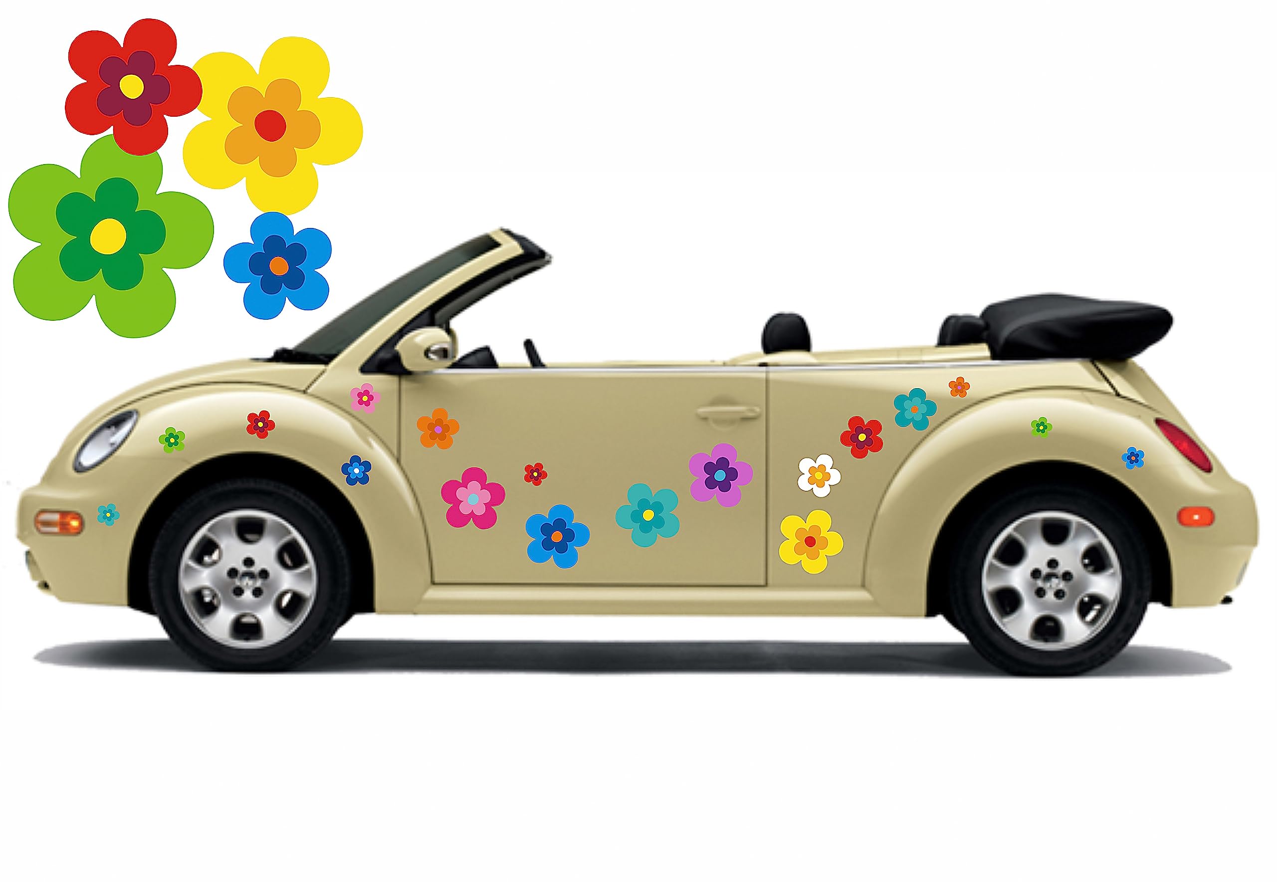 Hippie Blumen Aufkleber, Autoaufkleber Hippie 039 - bunt gemischt (42)