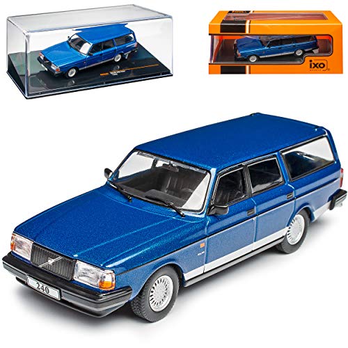 Volvo 240 Polar Break Kombi Blau 1974-1993 1/43 IXO Modell Auto mit individiuellem Wunschkennzeichen