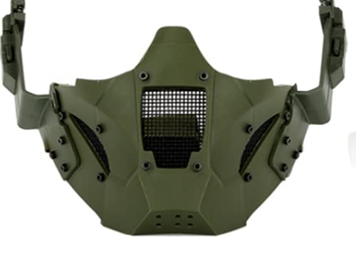 AUSUKY Taktische Retro-Helmmaske aus Eisenkrieger, Motorradhelm, Airsoft-Helm, Schutzmaske für den Außenbereich, Grün