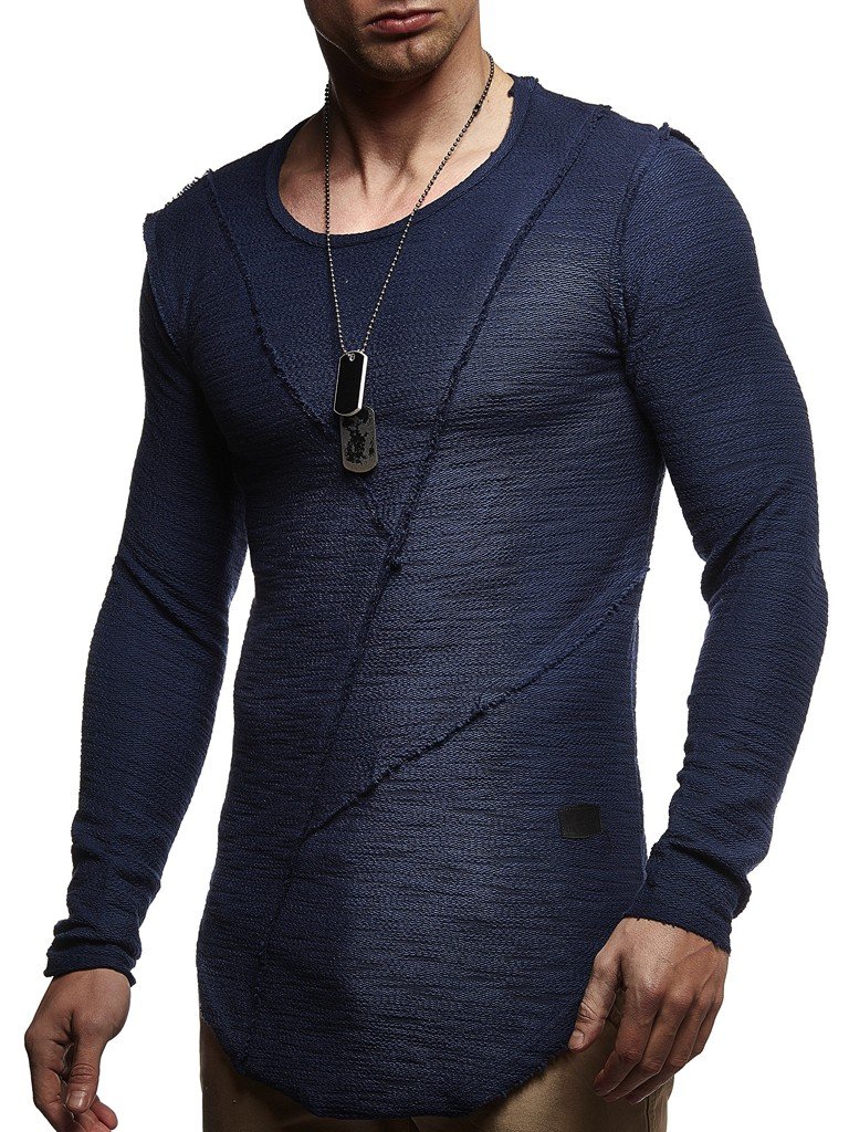 Leif Nelson Herren Oversize Pullover Sweatshirt Hoodie Longsleeve Rundhals Ausschnitt Hoody Sweatjacke Pulli LN6323; Größe XL, Blau