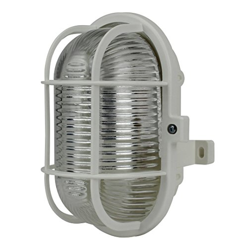 Unitec Oval-Leuchte für 60W Glühlampe mit Kunststoffkorb, weiß 40467
