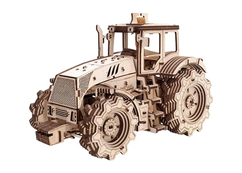 EWA Eco-Wood-Art 3D Holzpuzzle für Jugendliche und Erwachsene-Mechanisches Traktor Modell-DIY-Bausatz, Selbstmontage, kein Kleber erforderlich, Natur
