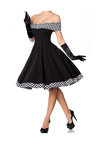 Belsira Damen schulterfreies Swing-Kleid im Retro-Style L