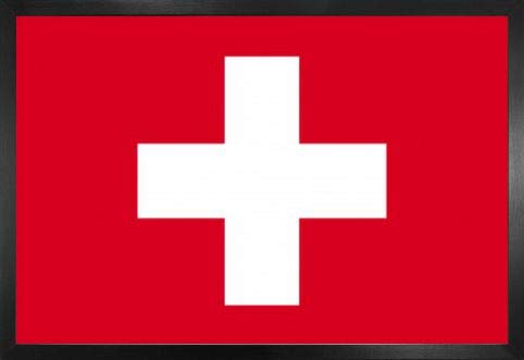 1art1 Schweiz Poster und MDF-Rahmen - Flaggen Der Welt (91 x 61cm)