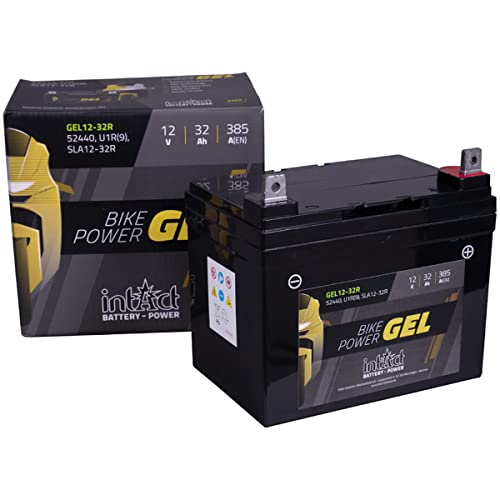 intAct Bike-Power GEL12-32R | U1R(9), 52440 | 12V 32 Ah | 385 A (EN) | Hochwertige GEL-Motorradbatterie mit 30% mehr Startleistung | Wartungsfreie GEL-Batterie