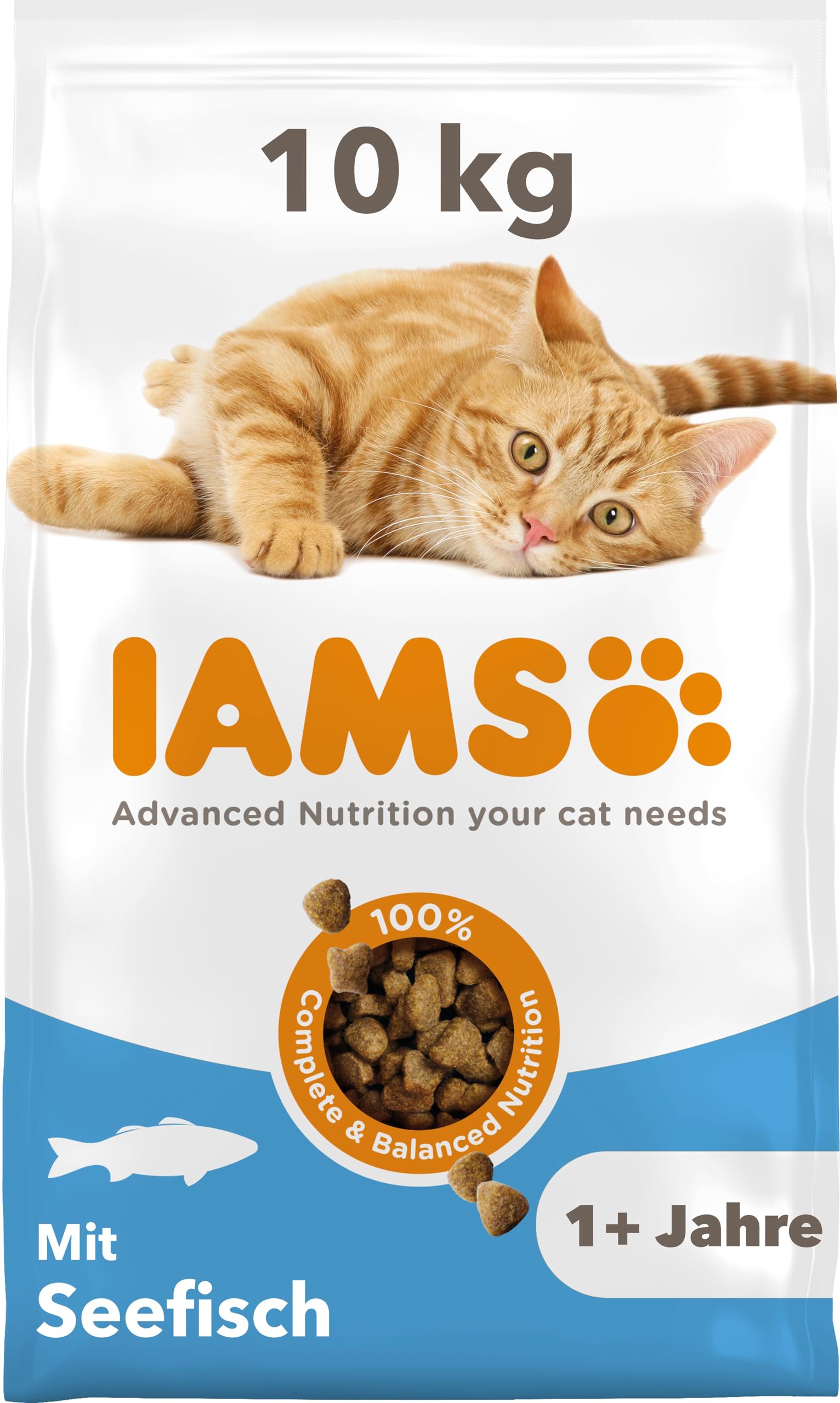 IAMS Katzenfutter trocken mit Fisch - Trockenfutter für Katzen im Alter von 1-6 Jahren, 10 kg