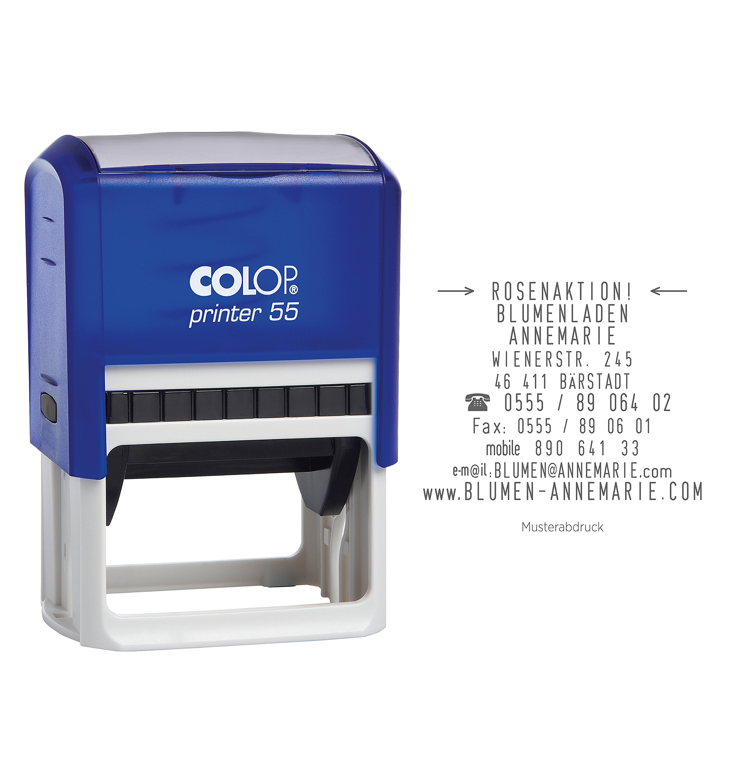 COLOP Printer 55 Set 10 zeilig zum Selbst setzen, inkl. 2 Typeneinreihungen und Pinzette, 22.5 x 14.4 x 6.4 cm