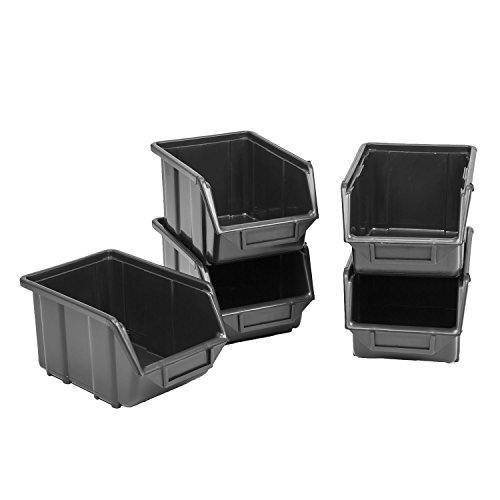 10 Stapelboxen Stapelboxen Sichtlagerkästen Kunststoff 240x155x125 Gr. 2 schwarz