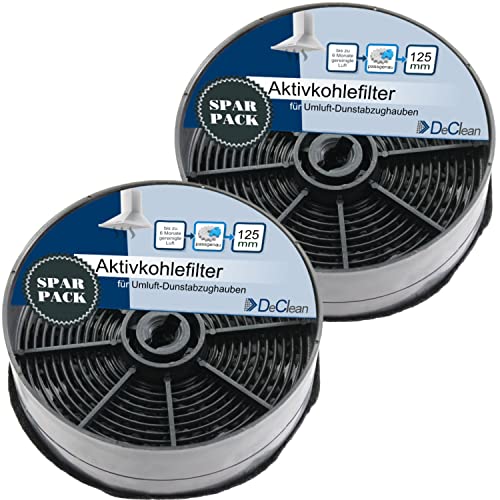 DeClean 2x Aktivkohlefilter Filter Dunstabzugshaube 125 mm kompatibel mit Typ AEG ECFB03 9029798809 Kohlefilter