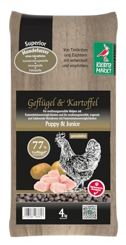 Kiebitzmarkt Superior Hundefutter Trockenfutter Puppy Junior Geflügel + Kartoffel (4 kg)