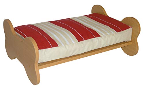 Record Kinderbett aus Holz mit gepolsterter Matratze für Hunde und Katzen, Maße 50 x 70 x 30 cm