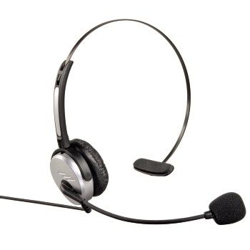 040625 Headset für schnurlose Telefone 2,5-mm-Klinke Kopfhörer Kabelgebunden (Schwarz, Silber) (Schwarz, Silber)