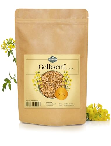 Martenbrown® Gelbsenf 5 kg ganze Körner | Senfsaat gelb für die Gründüngung | weißer Senf ganz