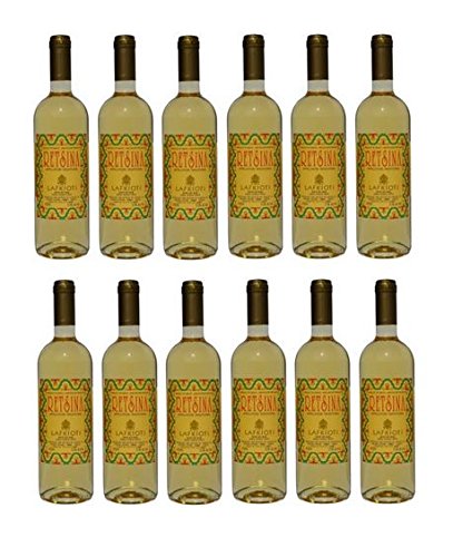 12x Retsina Lafkioti je 750ml 12% aus Griechenland - griechischer geharzter Weißwein Sommerwein + 2 Probiersachets Olivenöl von Kreta