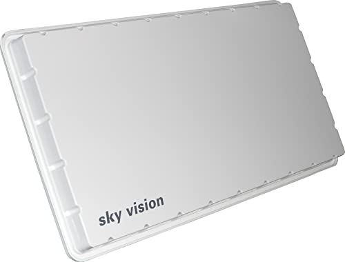 sky vision Flat H39 DS SAT Flachantenne (Flache Satellitenschüssel für 2 Teilnehmer, mit Twin-LNB) - SAT Antenne flach mit Halterung für Wand oder Mast, ersetzt SAT Schüssel 60 cm, weiß